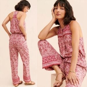 Faherty Acella Pink and Red Patterned Jumpsuit NWT size Medium